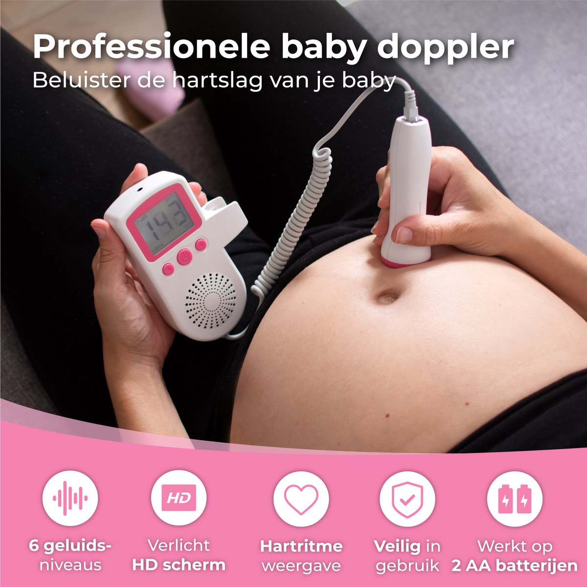 Baby Doppler draagbare hartslagmonitor