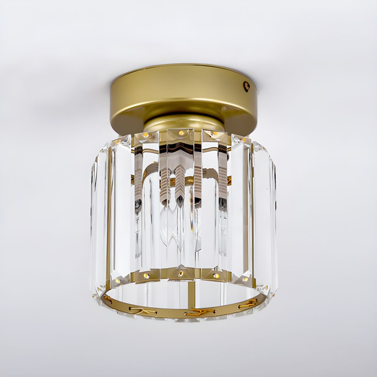 Kristallen Plafondlamp met Messing Accent