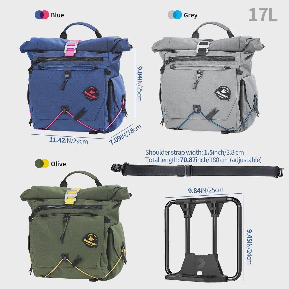 Vouwfiets Tas 17L Quick-Release Stuur- en Mandtas