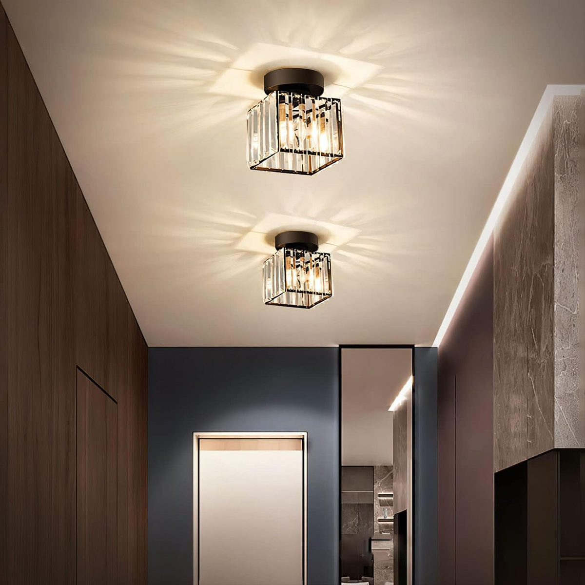 Kristallen Plafondlamp met Messing Accent
