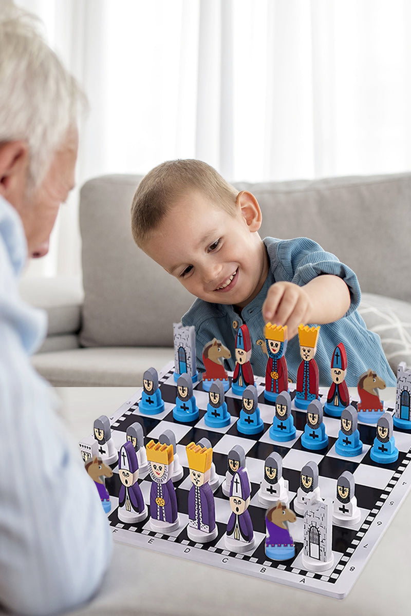 Educatief houten kinderschaakspel
