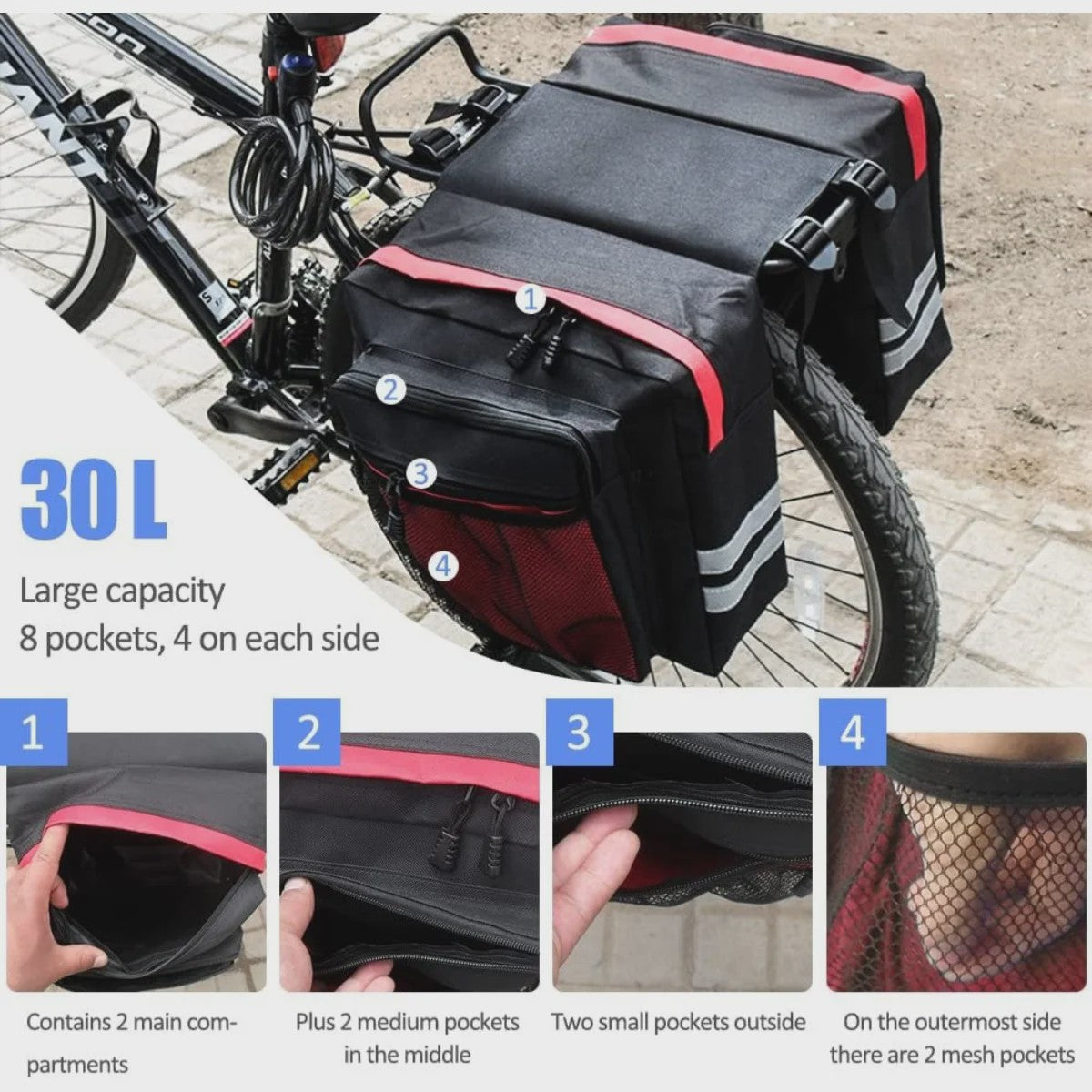 Waterdichte Dubbele Fietstas 30L