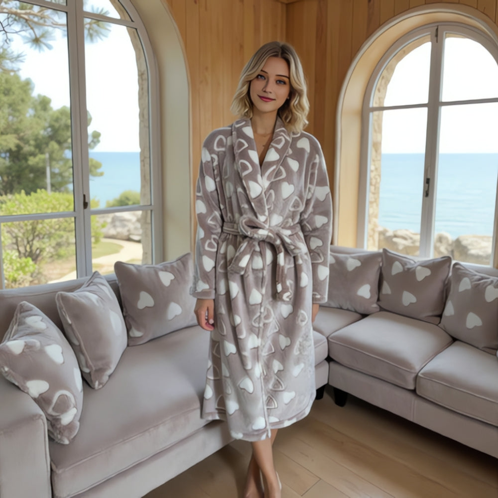 Luxe Flanellen Badjas met Sjaalkraag