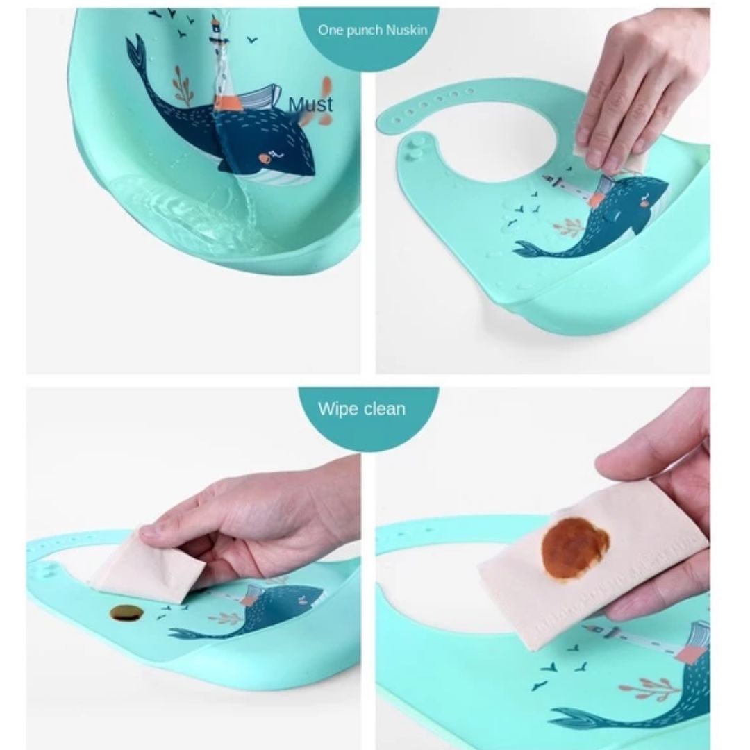 Zacht siliconen baby slabbetje met opvangbak