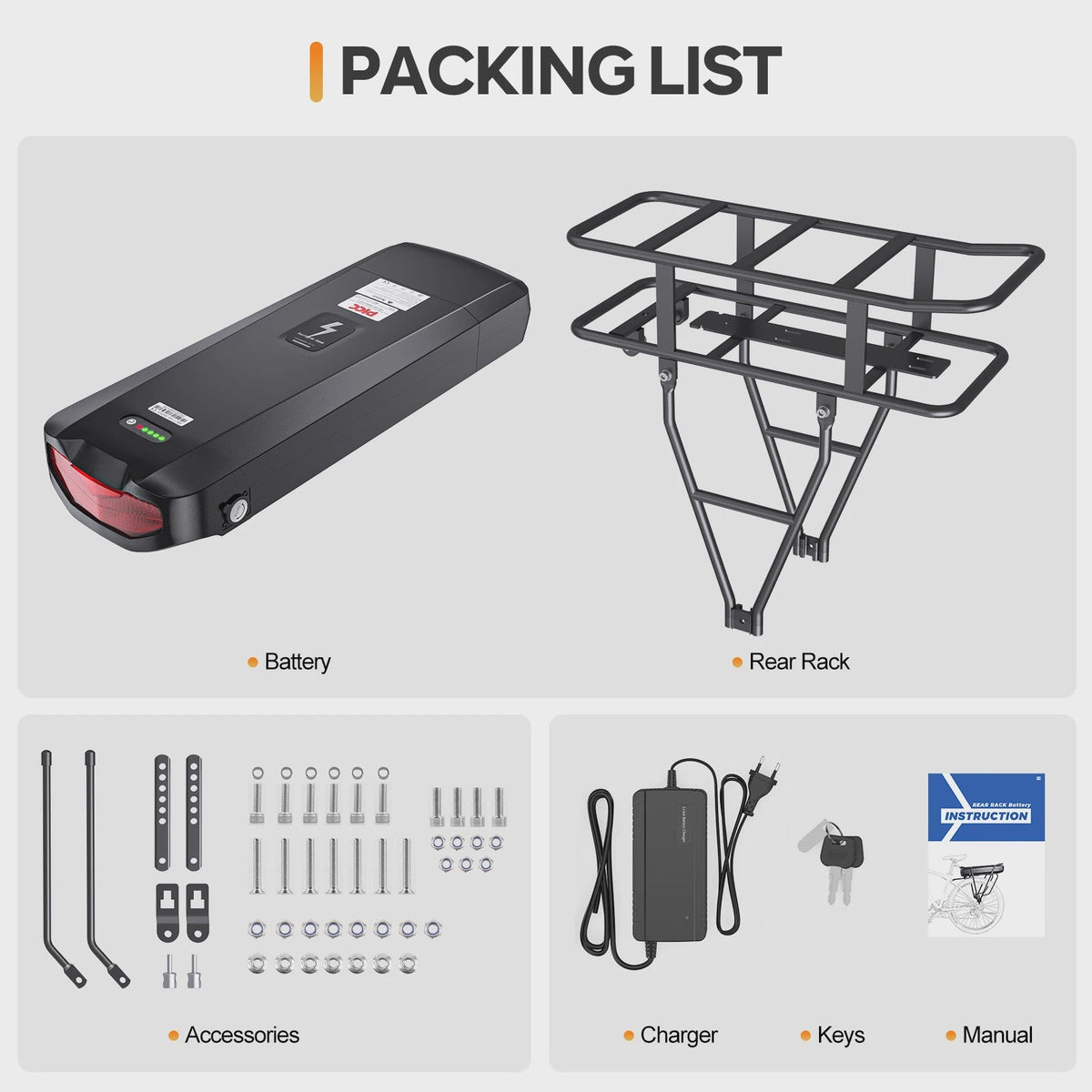 Lithium E-Bike Achterdrager Batterij