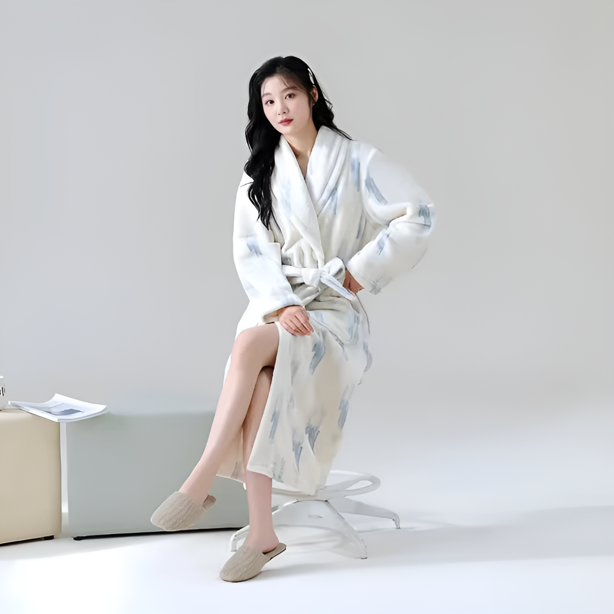 Luxe Fleece Badjas Met Sherpa Details