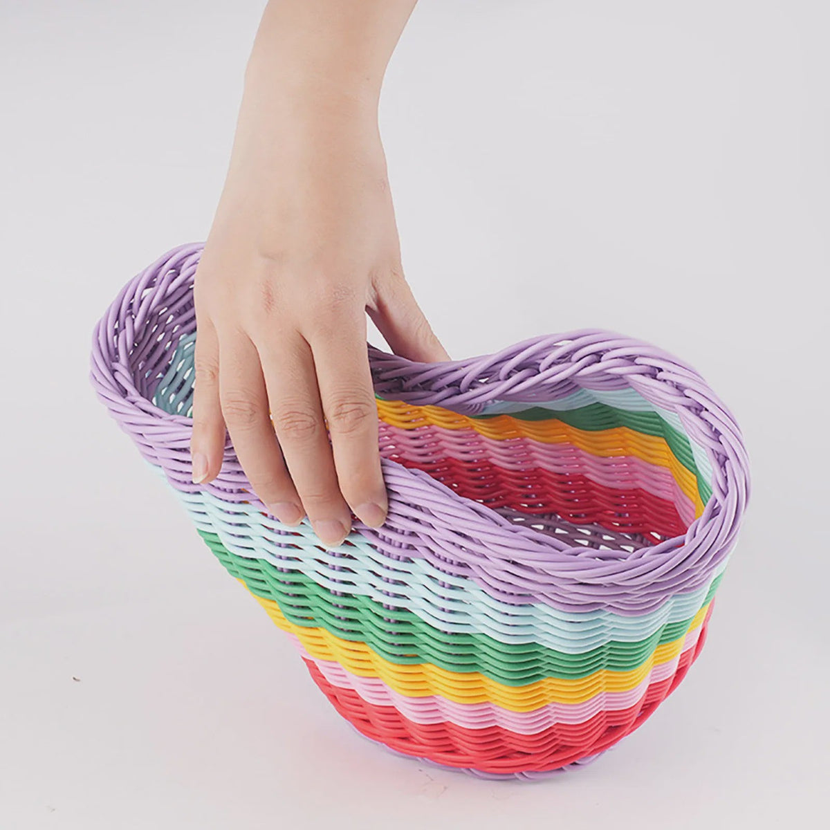 Regenboog kinderfietsmand rotan-look