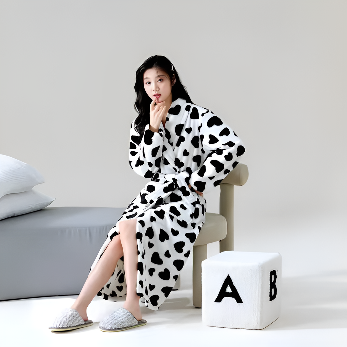 Luxe Fleece Badjas Met Sherpa Details