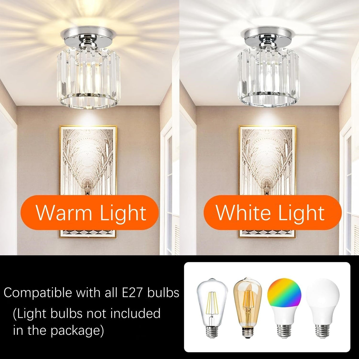 Kristallen Plafondlamp met Messing Accent