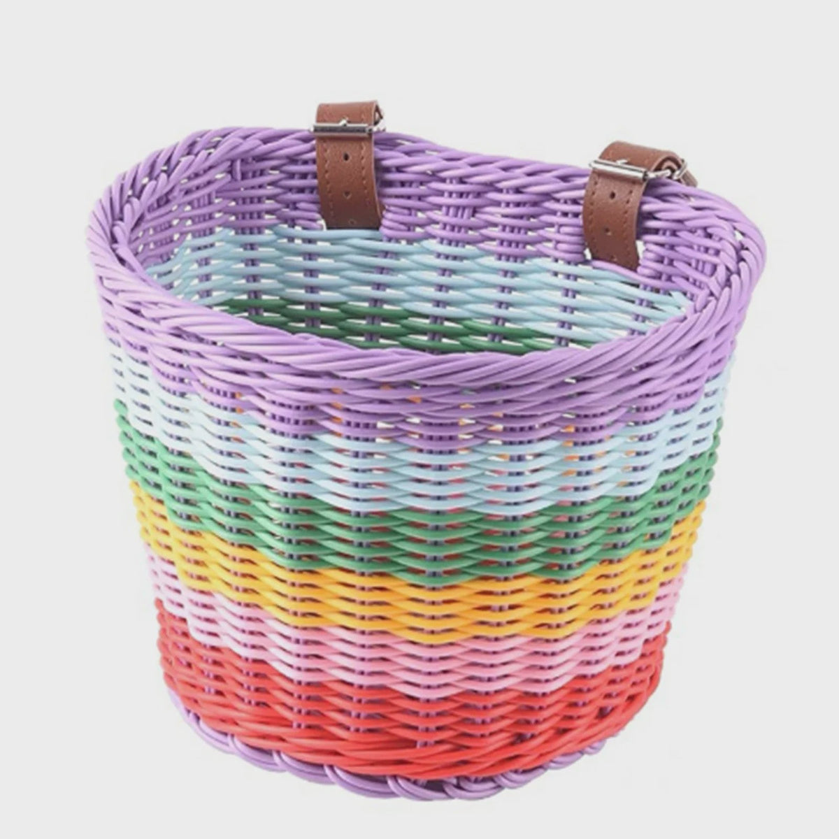 Regenboog kinderfietsmand rotan-look