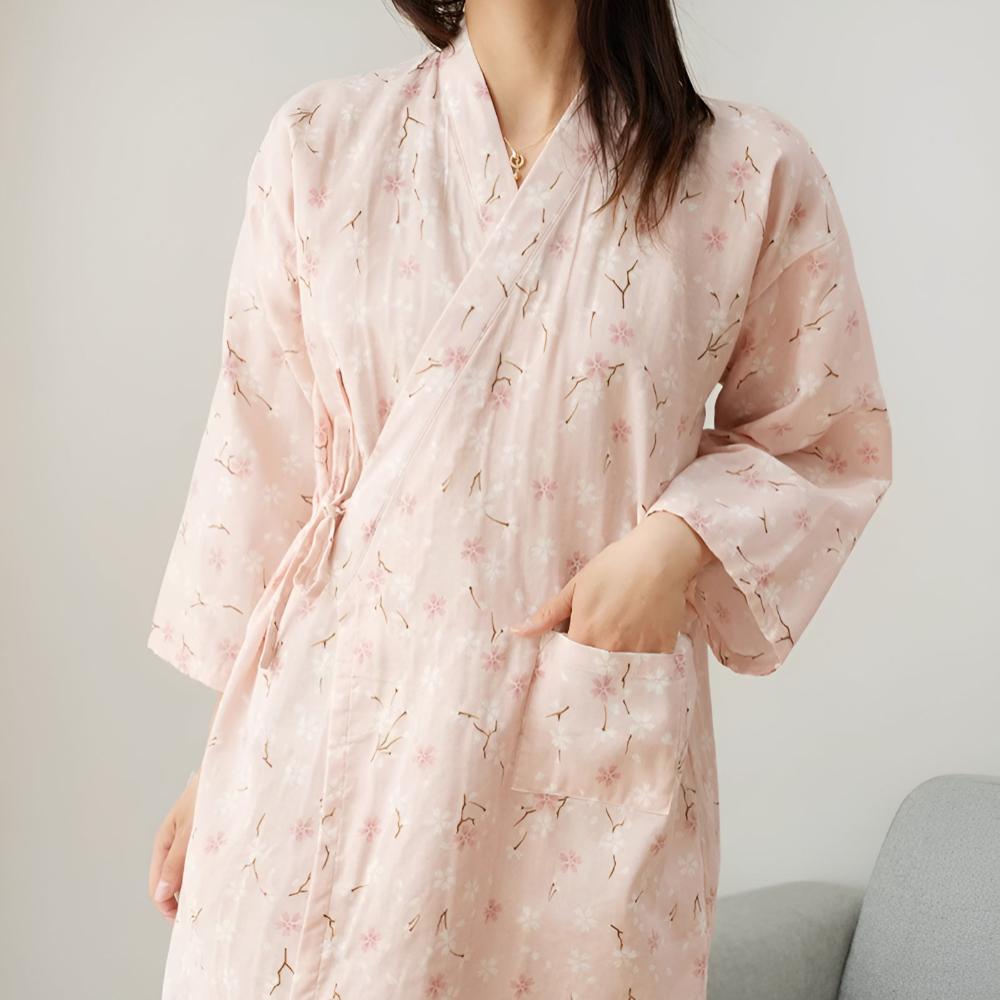 Katoenen badjas met Japanse stijl