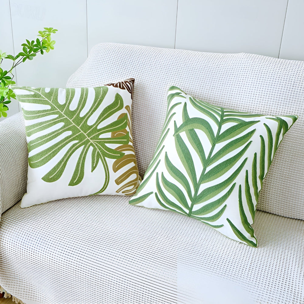 LeafLuxe Kussenhoes Met Bladerpatroon