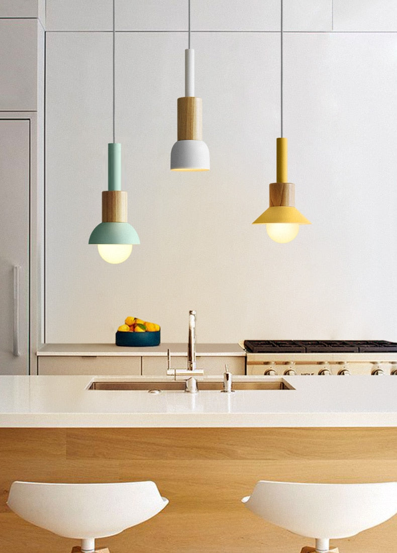 Novaro metalen en houten hanglamp