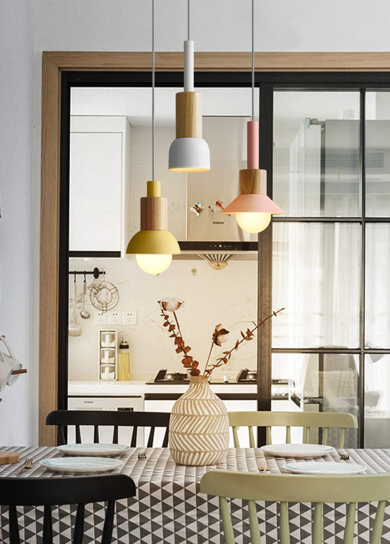 Novaro metalen en houten hanglamp