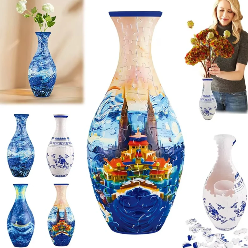 3D Puzzelvaas Decoratieve Bloemenvaas
