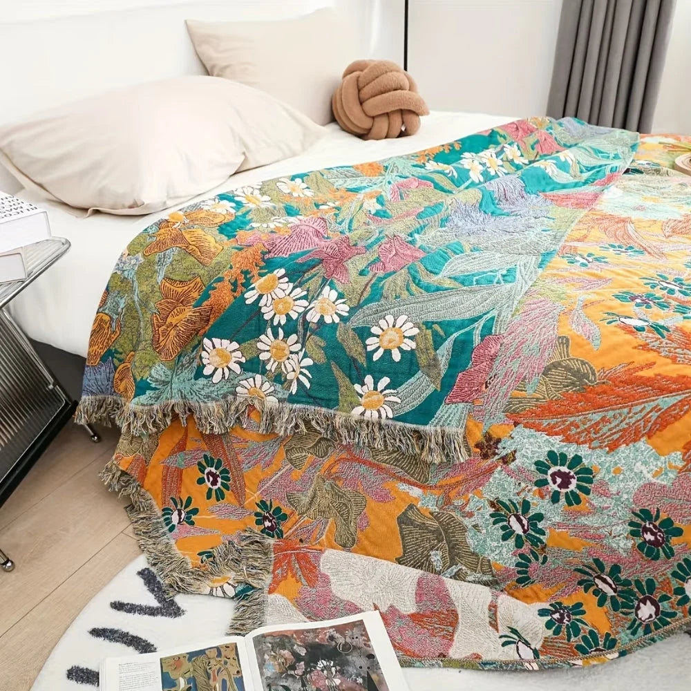 Boreal patchwork katoenen deken