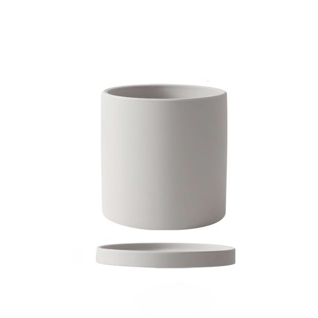 Elegante keramische bloempot met schotel