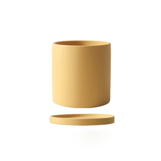 Elegante keramische bloempot met schotel