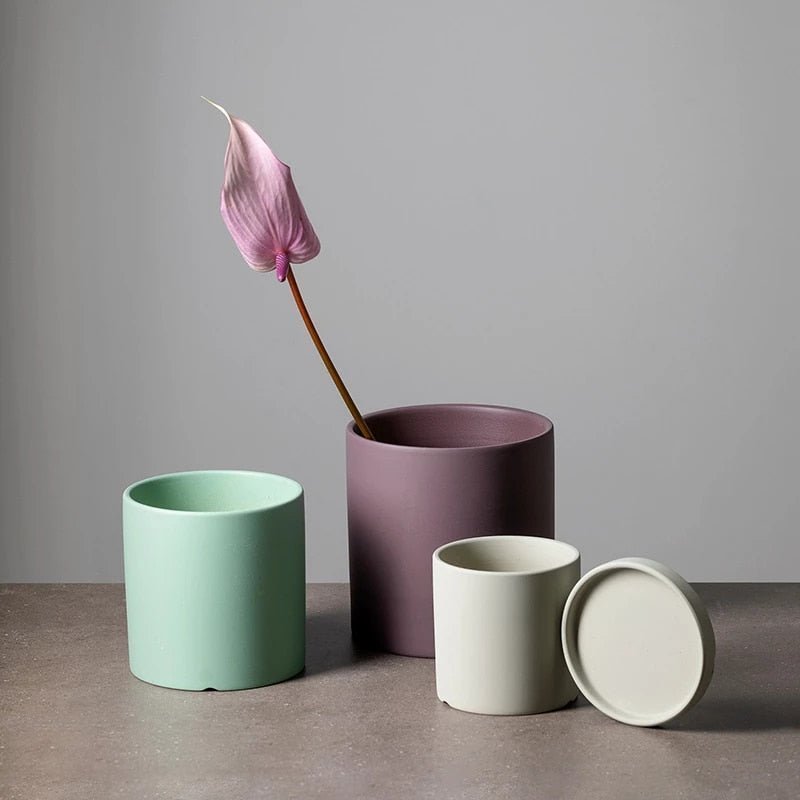 Elegante keramische bloempot met schotel