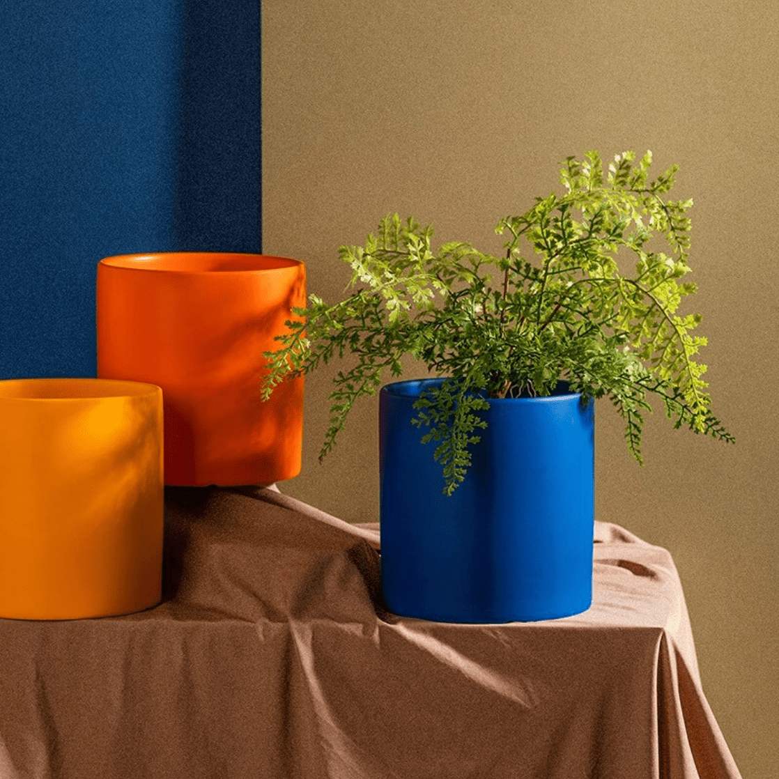 Elegante keramische bloempot met schotel