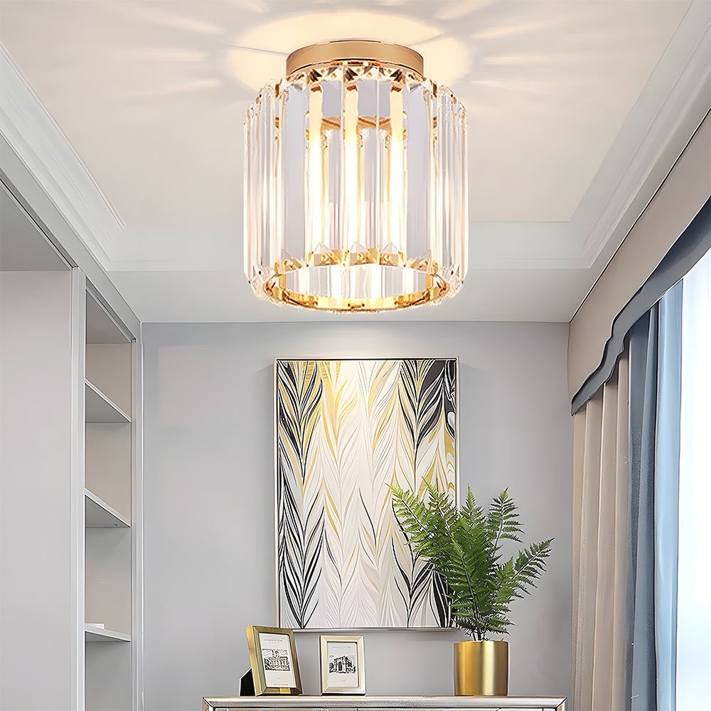Kristallen Plafondlamp met Messing Accent