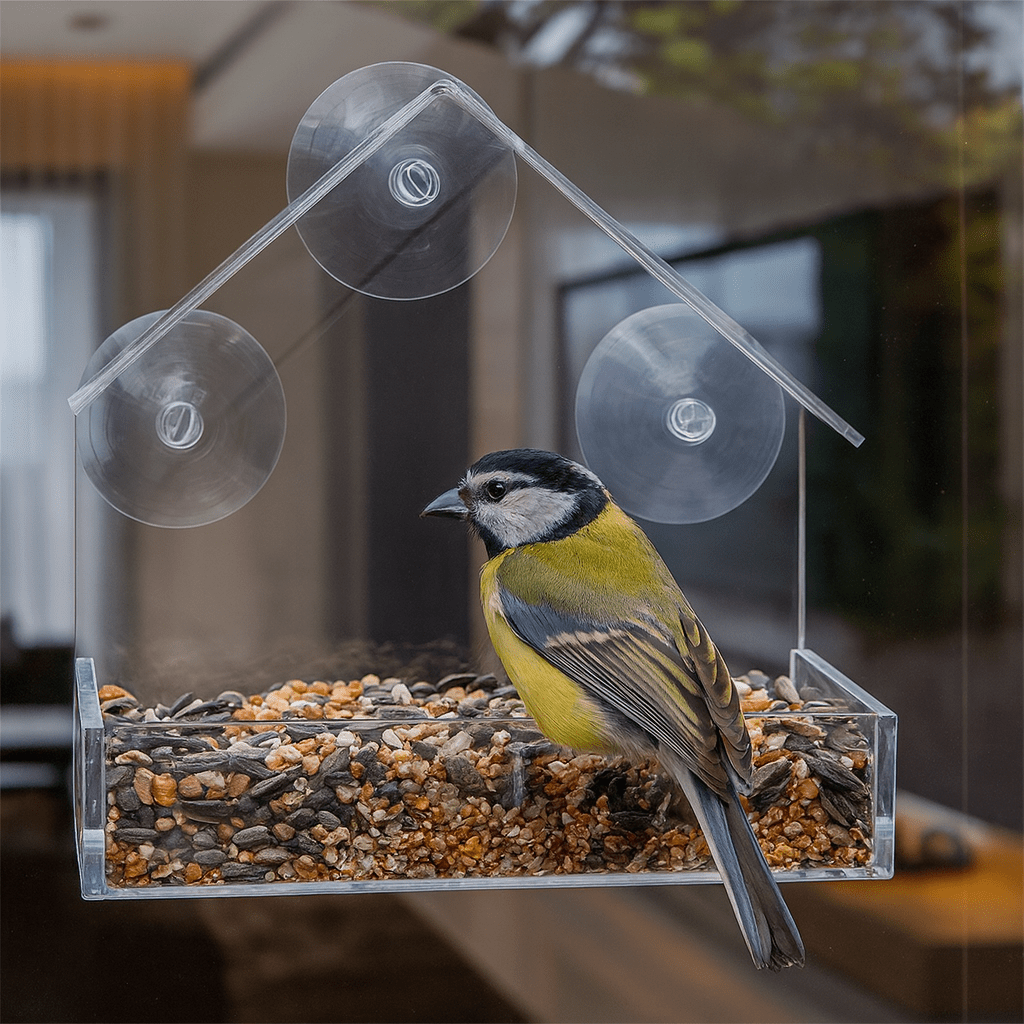 Transparante Raam Vogelvoederbak met Zuignappen