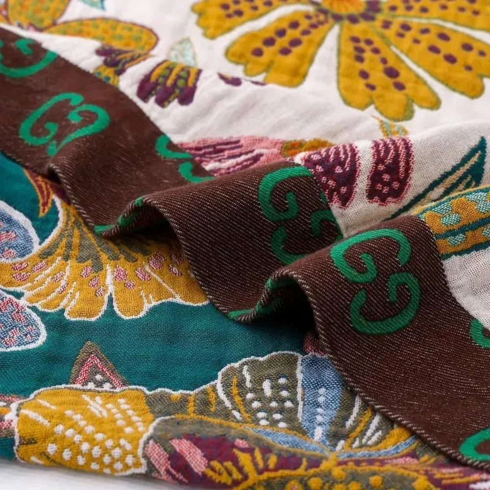 Omkeerbare Katoenen Plaid met Bloemenprint