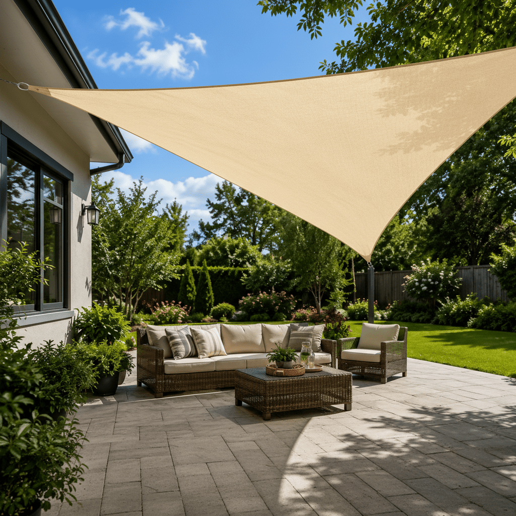 Driehoekig schaduwdoek voor tuin en terras
