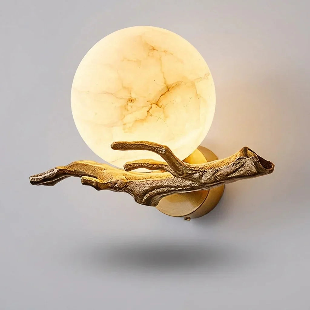 Geometrische LED wandlamp met marmerlook