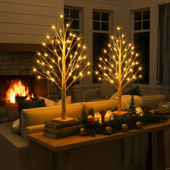 Tafellamp berkenboom met warmwitte verlichting