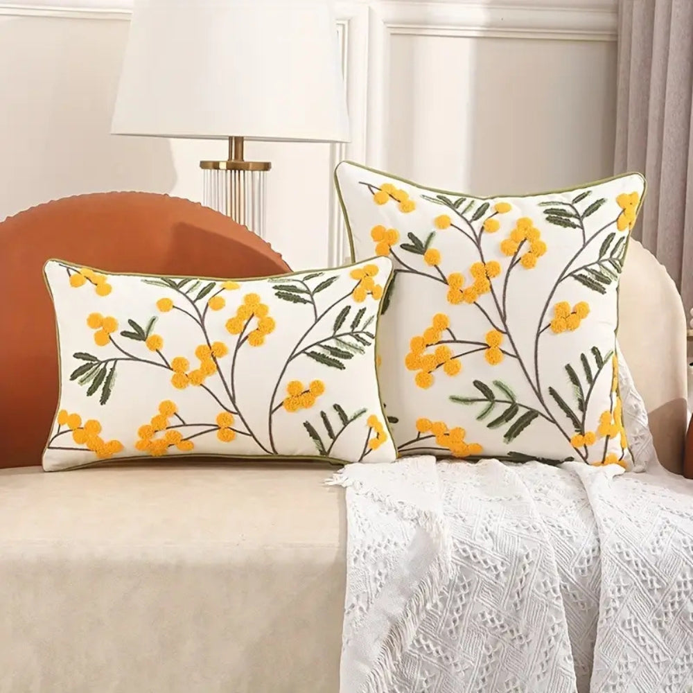 Elysia geborduurde bloemen kussenhoes