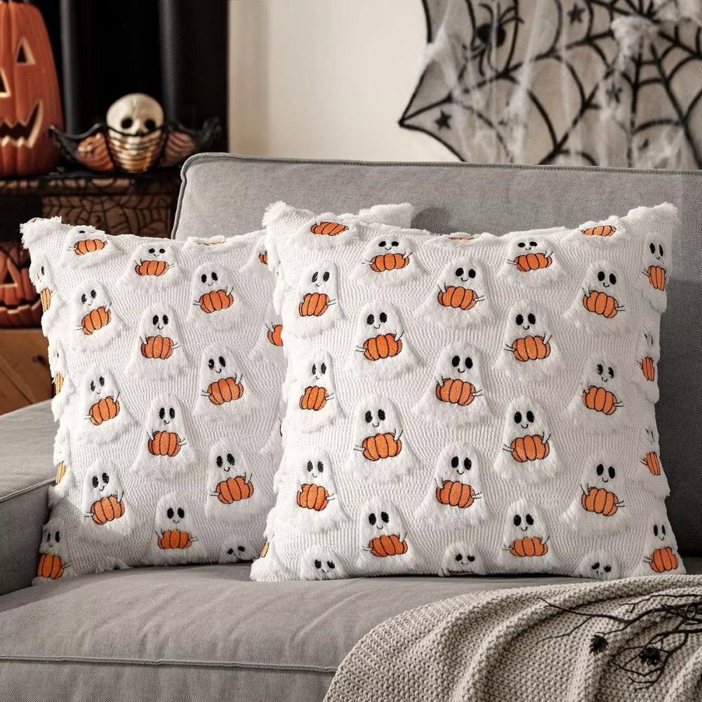 Zachte Fleece Kussenhoes Met Pompoenpatroon 45x45 cm