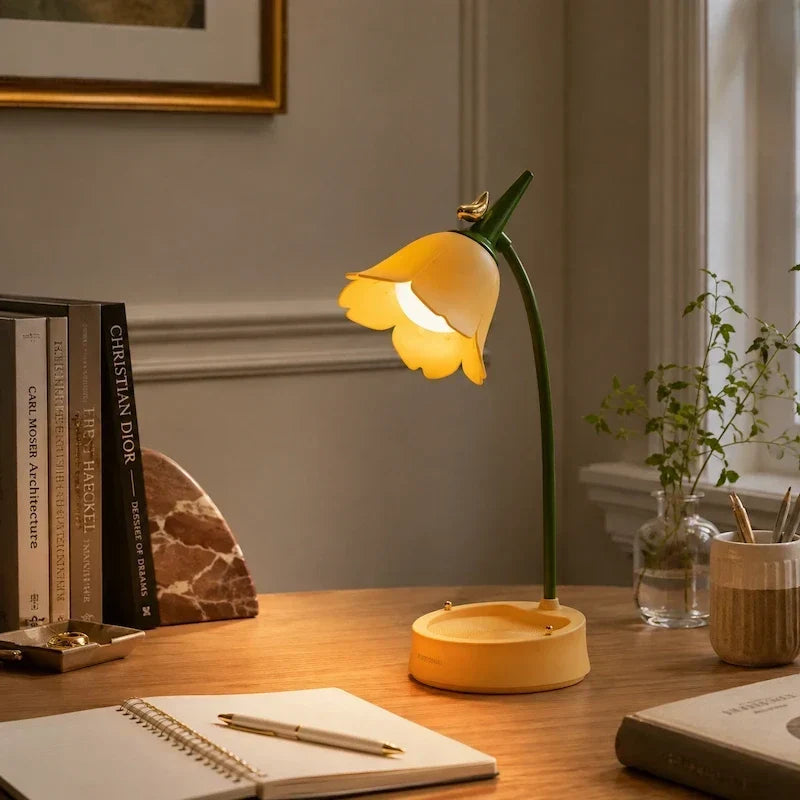 Draadloze LED Bureaulamp met Bloemkap