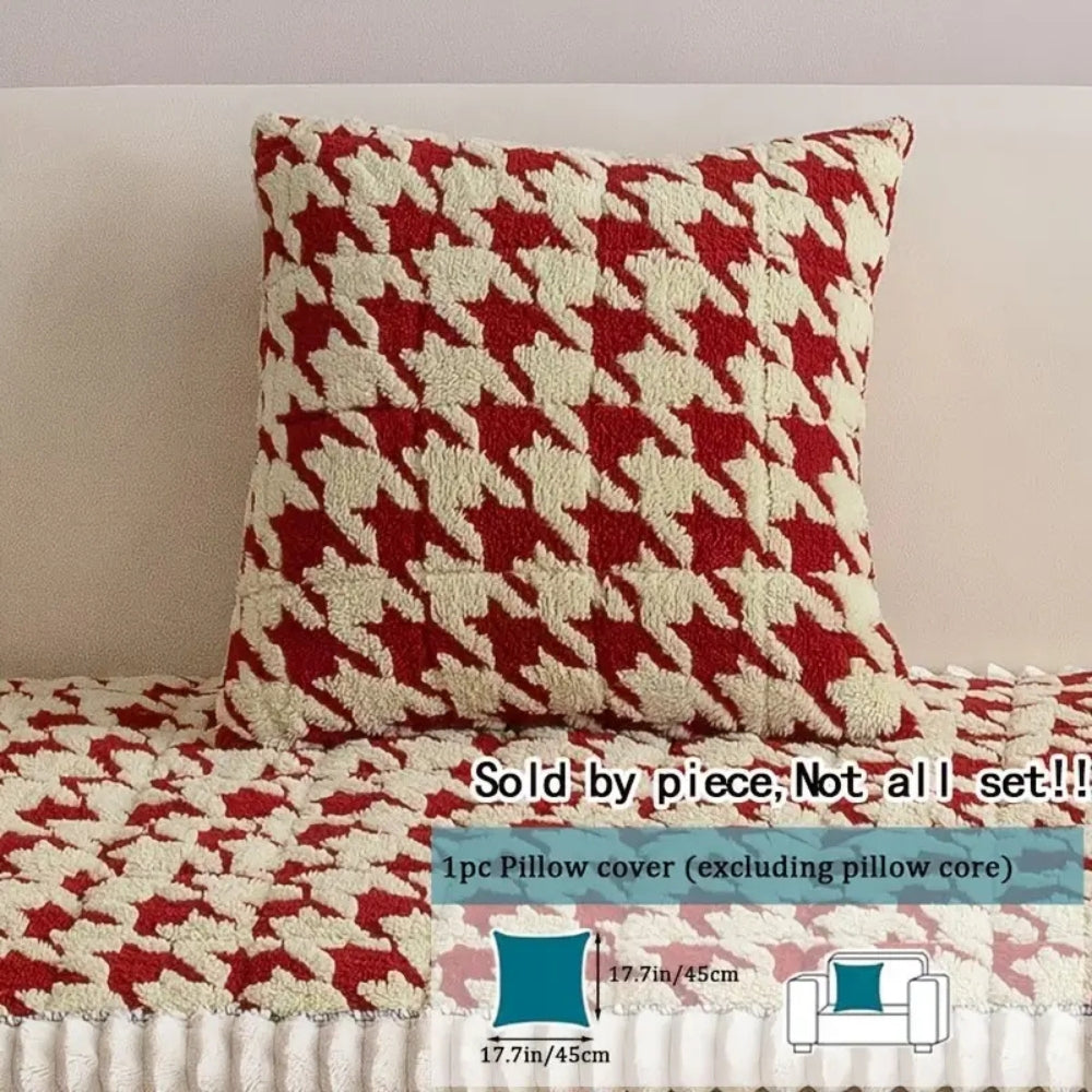 Pluche Houndstooth antislip bankhoes