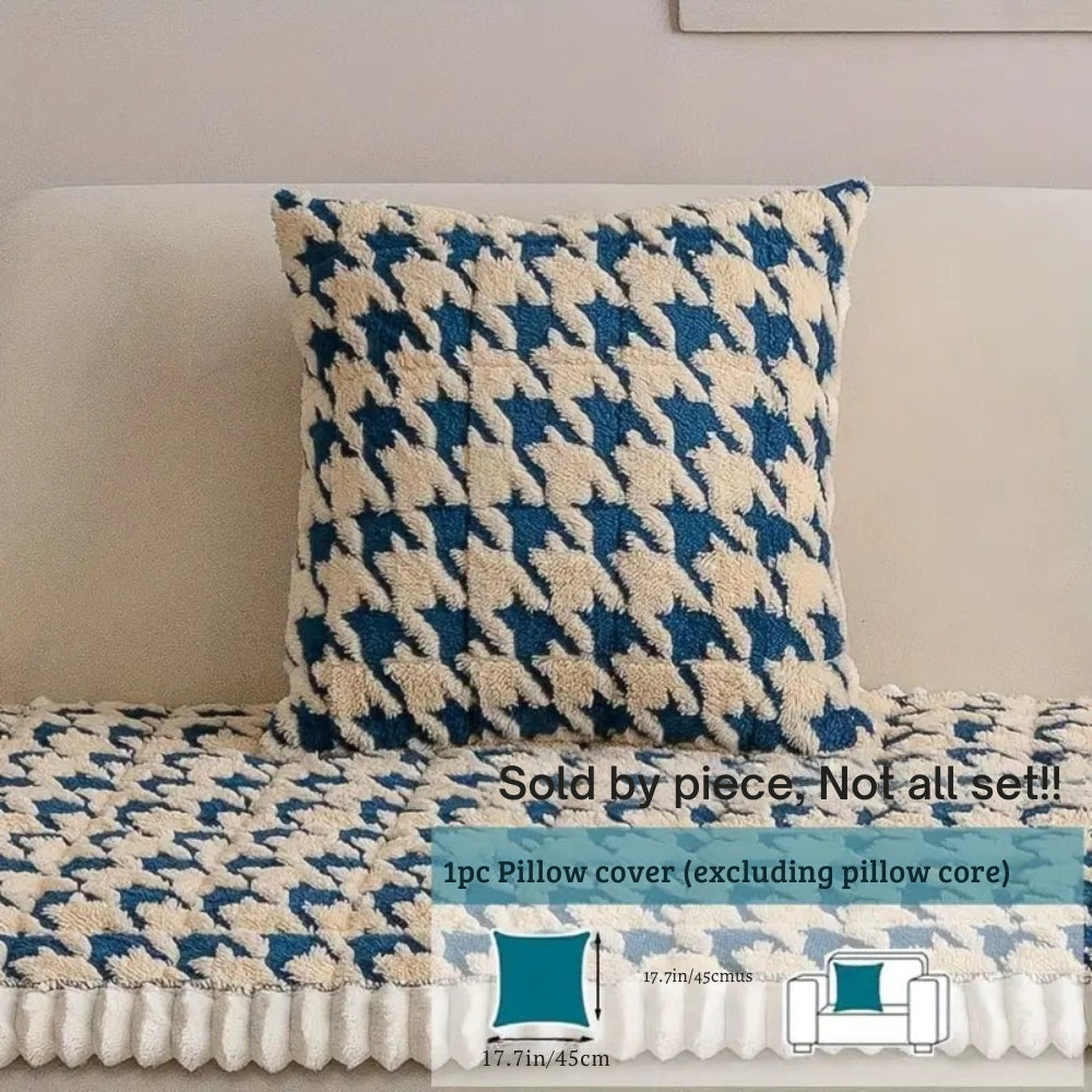 Pluche Houndstooth antislip bankhoes