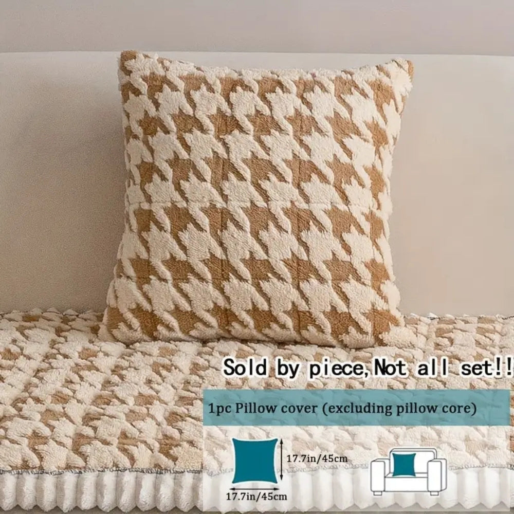 Pluche Houndstooth antislip bankhoes