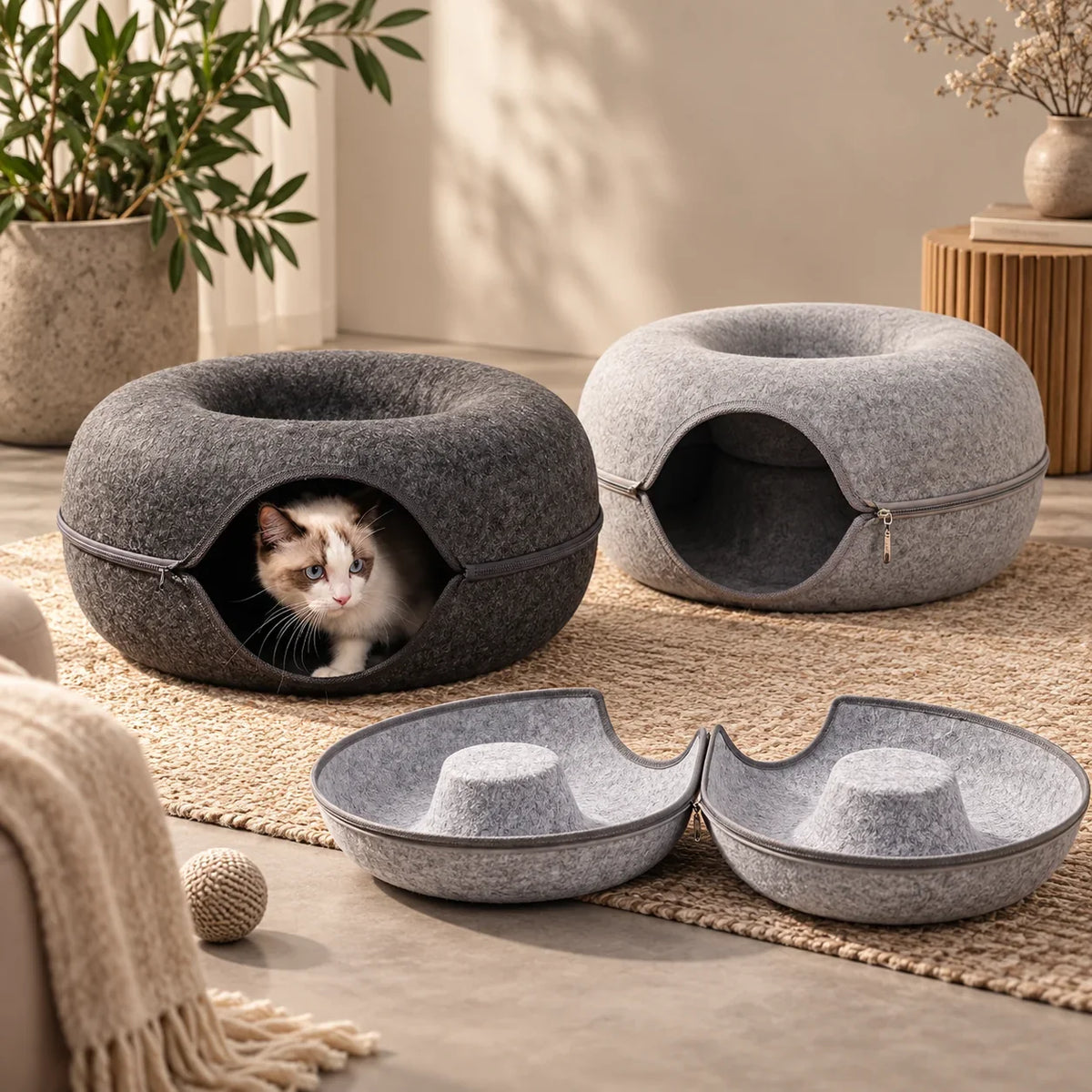 Kattenmand donutvormig afgesloten nest