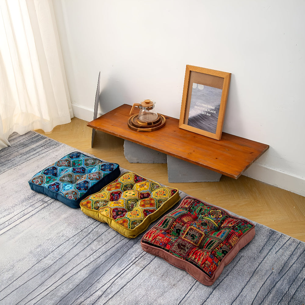 Maroa boho patchwork strikbandkussen