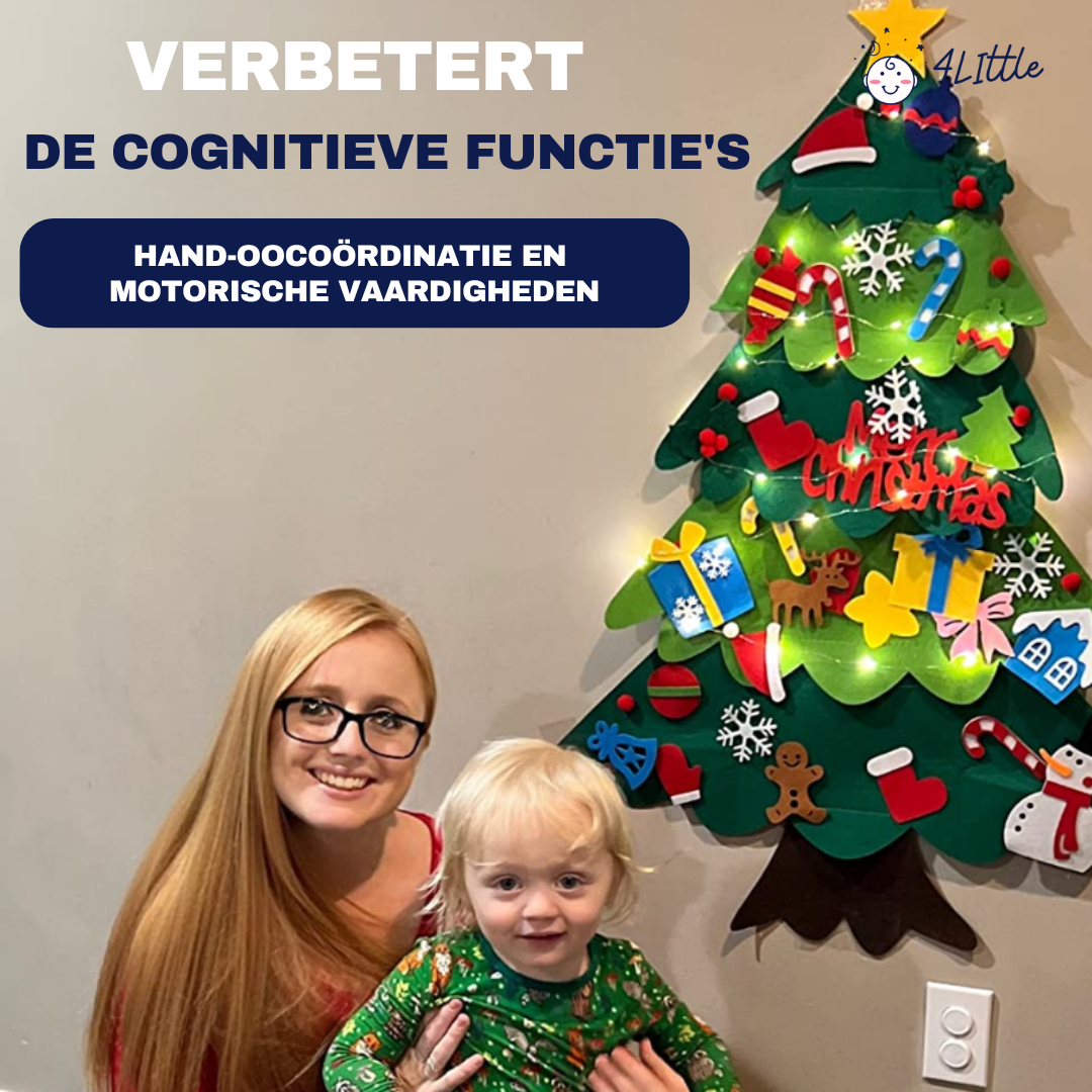 Vilten Kerstboom met Verlichting en Ornamenten