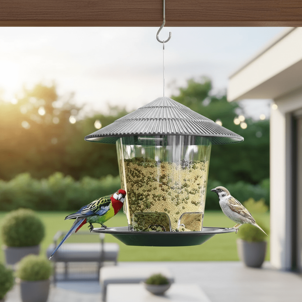 Automatische Vogelvoederautomaat Met Meervoudige Voederopeningen