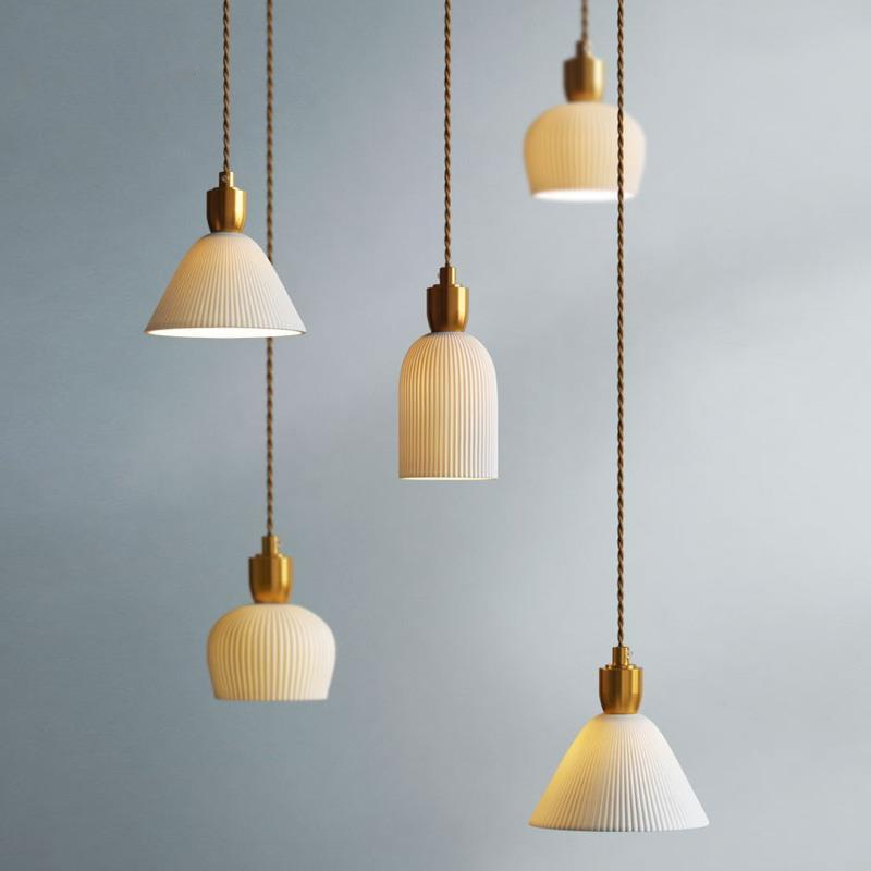 Geplooide keramische hanglamp
