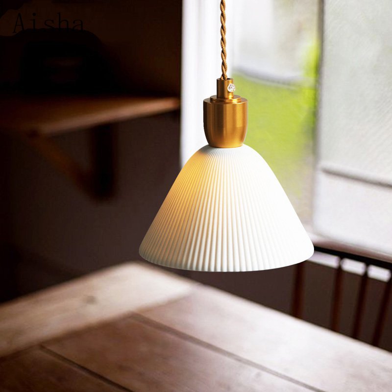 Geplooide keramische hanglamp