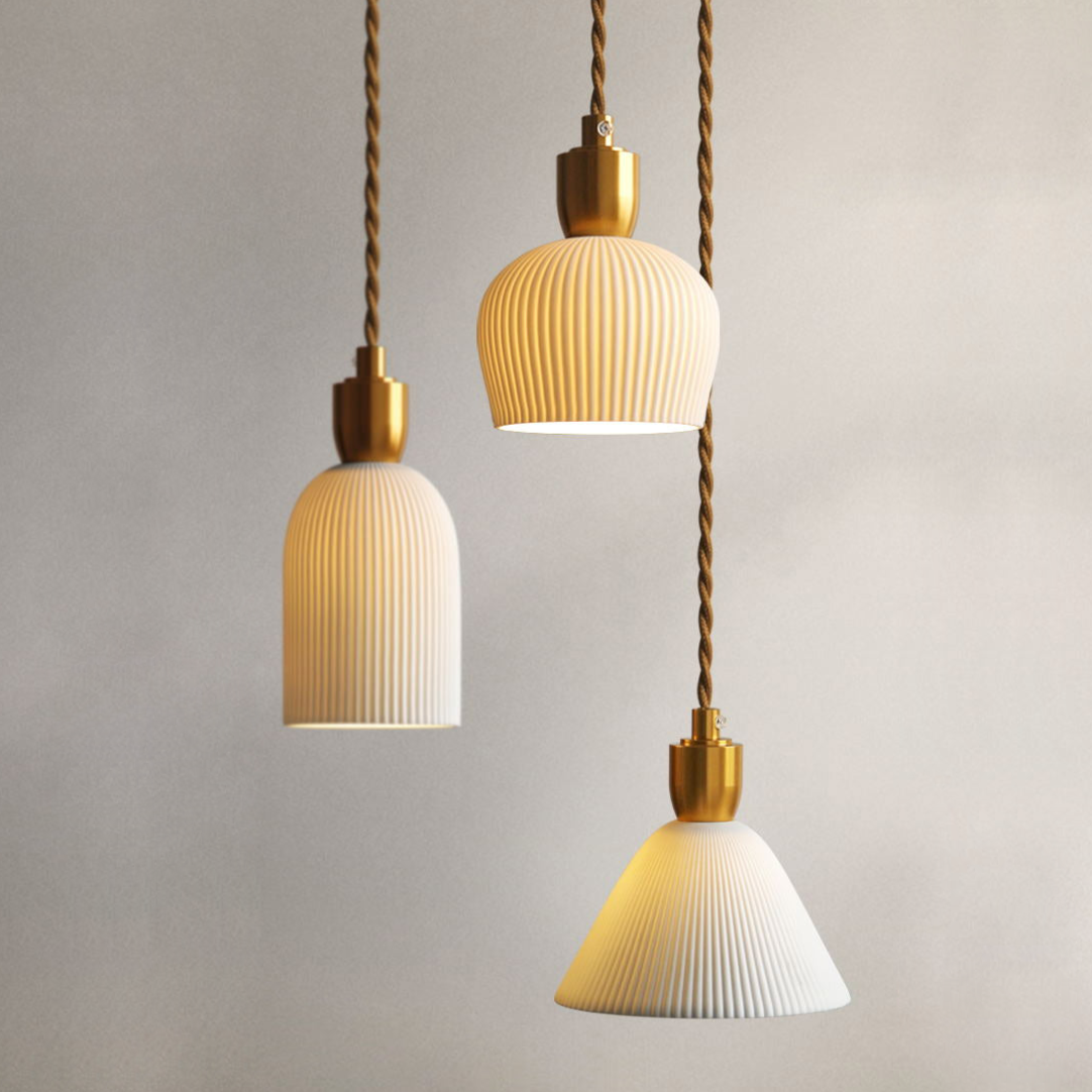 Geplooide keramische hanglamp