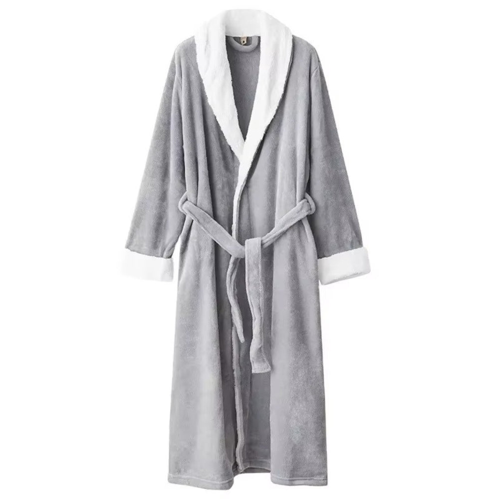 Elegante Fleece Badjas met Luxe Contrastafwerking