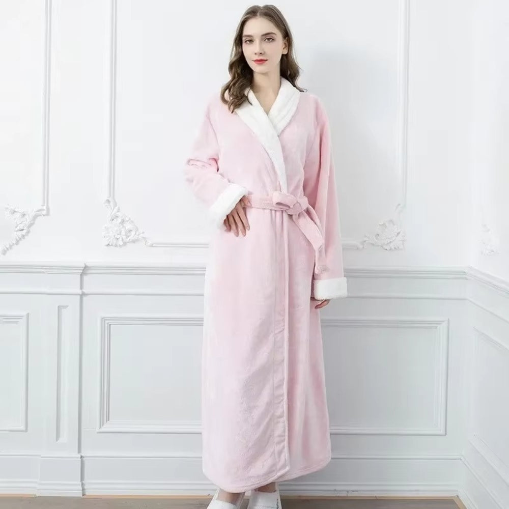 Elegante Fleece Badjas met Luxe Contrastafwerking