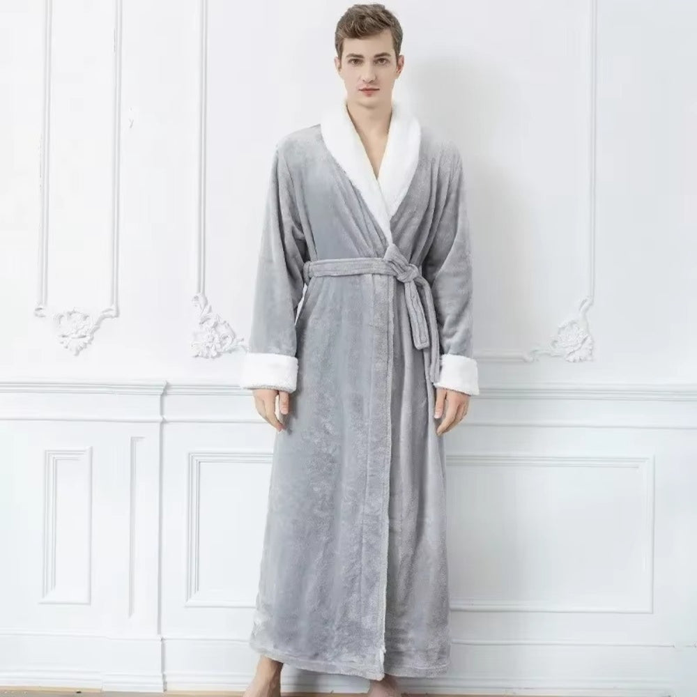 Elegante Fleece Badjas met Luxe Contrastafwerking