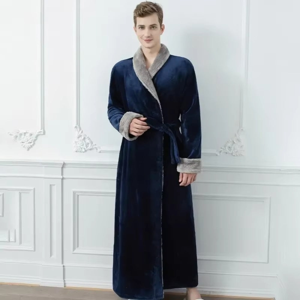 Elegante Fleece Badjas met Luxe Contrastafwerking