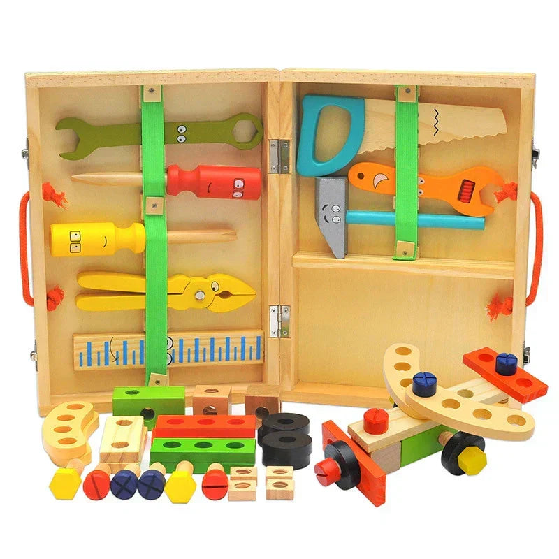Montessori houten gereedschapskist bouwspeelgoed