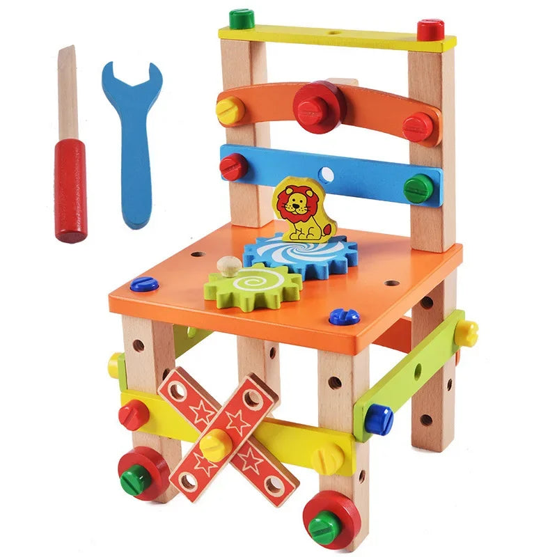 Montessori houten gereedschapskist bouwspeelgoed