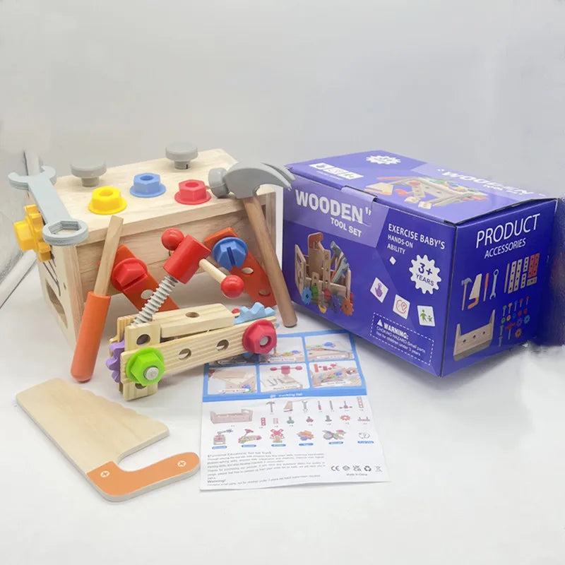 Montessori houten gereedschapskist bouwspeelgoed